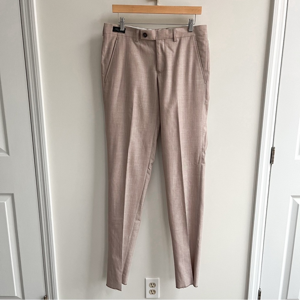 Ted Baker Jerome Lightweight Textured Wool Blend Modern Fit Dress Pants Tan 33R
